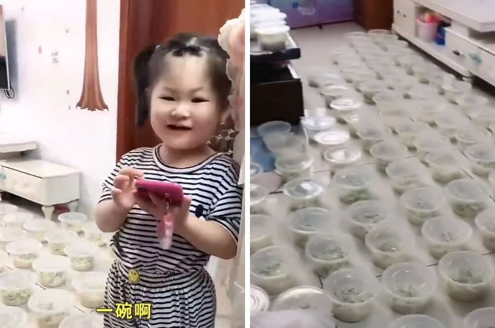 Трехлетняя китаянка заказала 100 порций лапши, потому что проголодалась